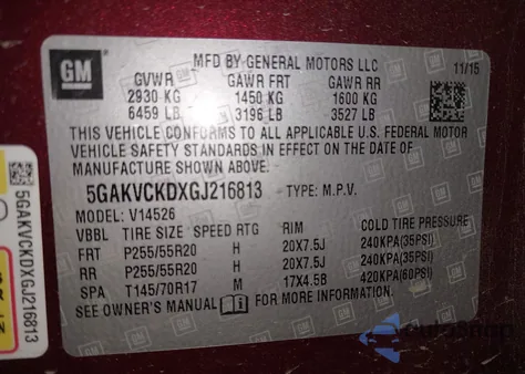2016 Buick Enclave Premium from USA, damaged, VIN 5GAKVCKDXGJ216813